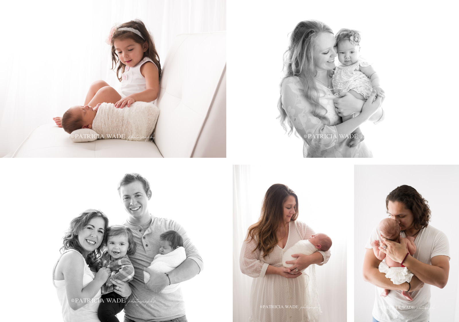 simplicity newborn session collage with black and white